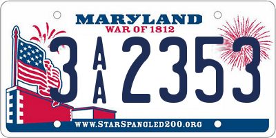 MD license plate 3AA2353