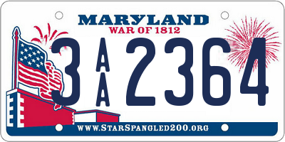 MD license plate 3AA2364