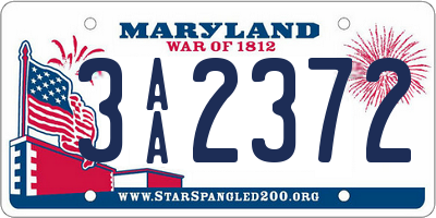 MD license plate 3AA2372