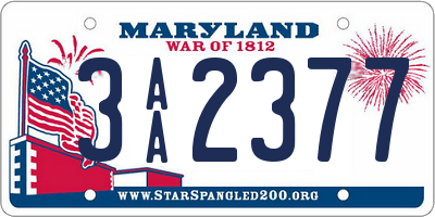 MD license plate 3AA2377