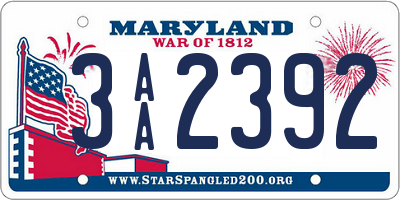 MD license plate 3AA2392