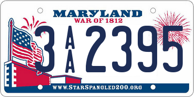 MD license plate 3AA2395