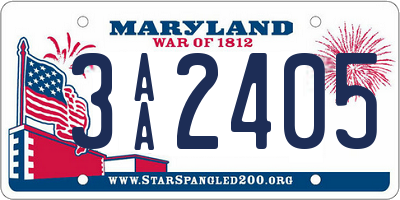 MD license plate 3AA2405