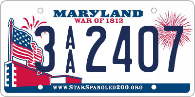 MD license plate 3AA2407