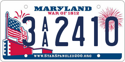 MD license plate 3AA2410