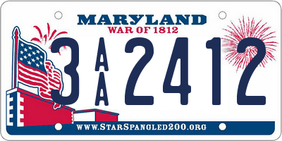 MD license plate 3AA2412