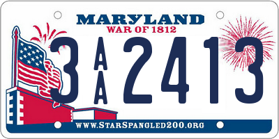 MD license plate 3AA2413