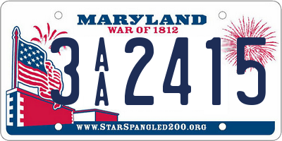 MD license plate 3AA2415