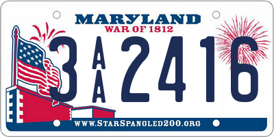 MD license plate 3AA2416