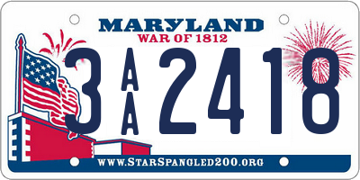 MD license plate 3AA2418