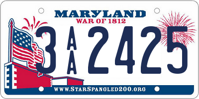 MD license plate 3AA2425