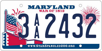 MD license plate 3AA2432