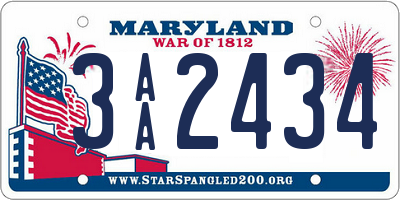 MD license plate 3AA2434