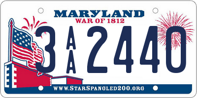 MD license plate 3AA2440