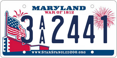 MD license plate 3AA2441