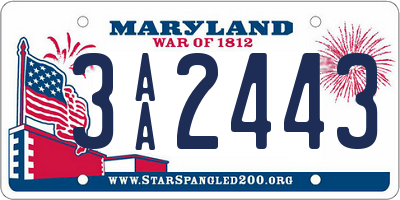 MD license plate 3AA2443