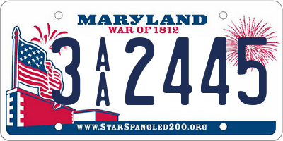 MD license plate 3AA2445