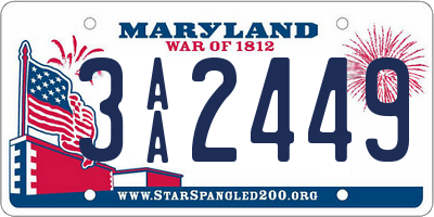 MD license plate 3AA2449
