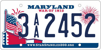 MD license plate 3AA2452