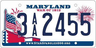 MD license plate 3AA2455