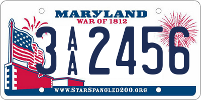 MD license plate 3AA2456