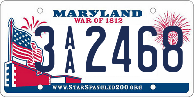 MD license plate 3AA2468