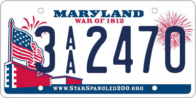 MD license plate 3AA2470