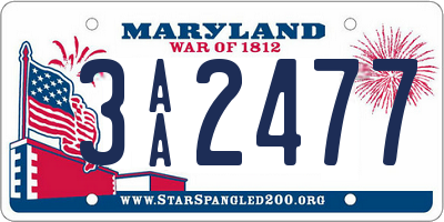 MD license plate 3AA2477