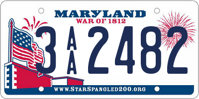 MD license plate 3AA2482