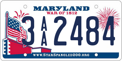 MD license plate 3AA2484