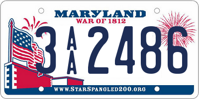 MD license plate 3AA2486