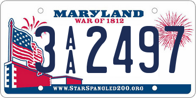 MD license plate 3AA2497