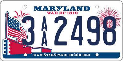 MD license plate 3AA2498