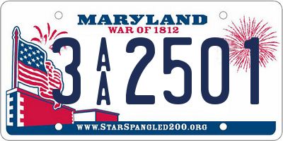 MD license plate 3AA2501