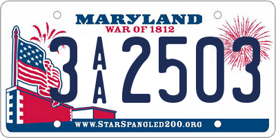 MD license plate 3AA2503