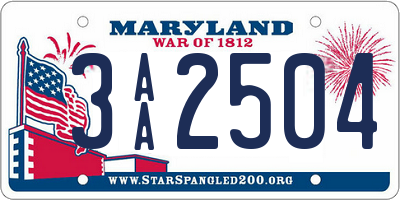 MD license plate 3AA2504