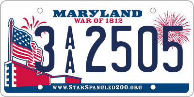 MD license plate 3AA2505