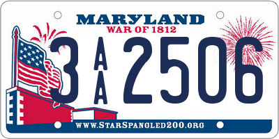 MD license plate 3AA2506