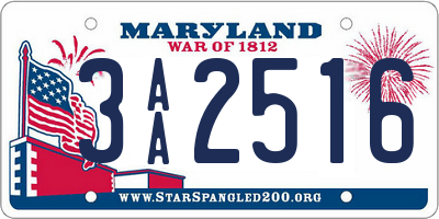 MD license plate 3AA2516