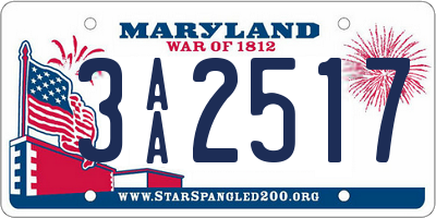 MD license plate 3AA2517