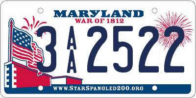 MD license plate 3AA2522