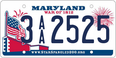 MD license plate 3AA2525