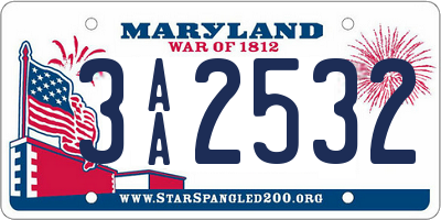 MD license plate 3AA2532