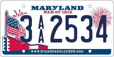 MD license plate 3AA2534