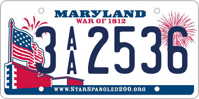 MD license plate 3AA2536