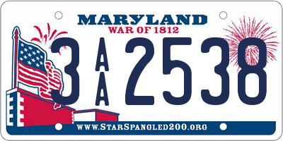 MD license plate 3AA2538