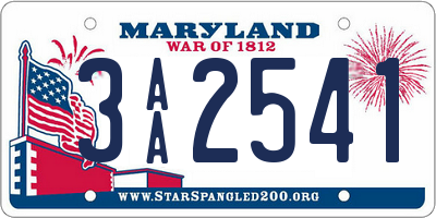 MD license plate 3AA2541