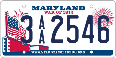 MD license plate 3AA2546