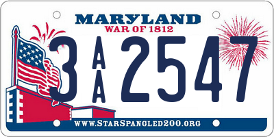 MD license plate 3AA2547