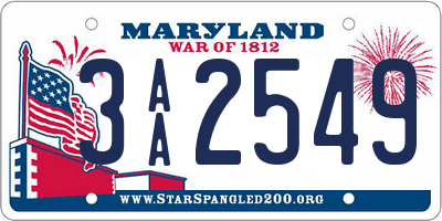 MD license plate 3AA2549